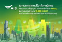 AIS ปลื้ม ขายหุ้นกู้หมดเกลี้ยงตามเป้า 15,000 ล.บาท ประกาศความสำเร็จด้านการลงทุนมั่นคง